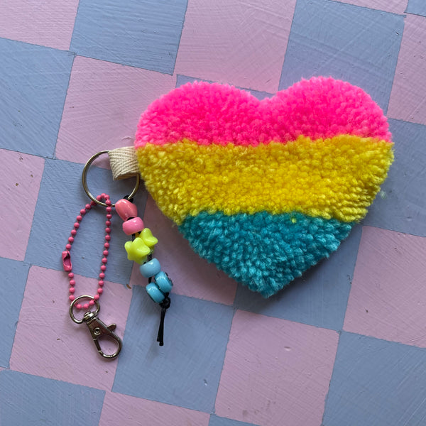 Pride Heart Tufted Keychain