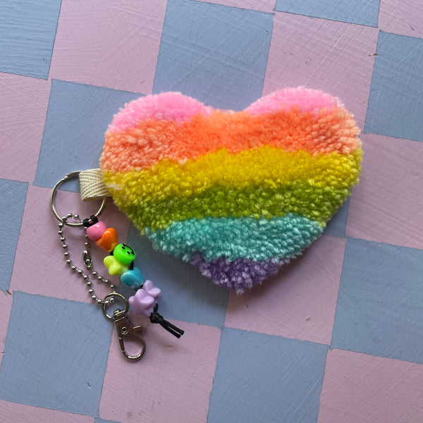 Pride Heart Tufted Keychain